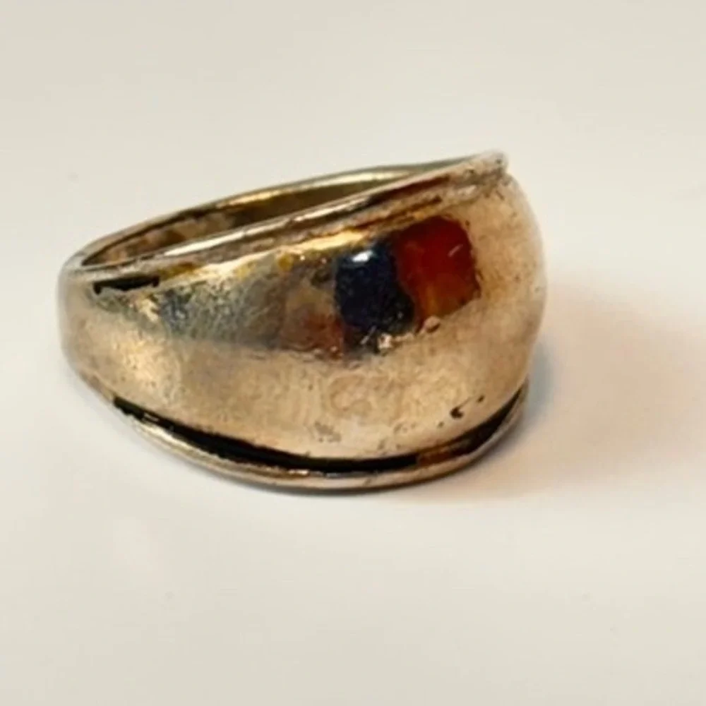 Vintage Dome Ring Silver Tone Minimalist 70s Boho Statement Size 8